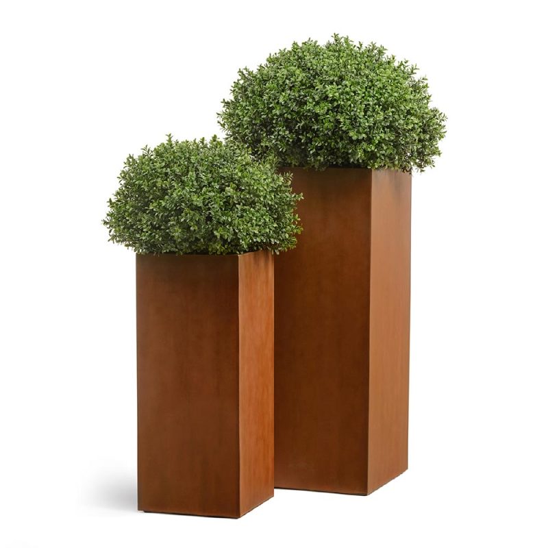 Кашпо TREEZ Effectory Corten Steel - Куб, Бархатистая окись